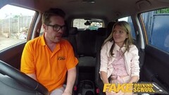 Fake Driving School Hot and lonely blonde Russian fucks in car Thumb