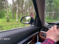 18 year old Russian girl sucks cock in a car for money. With dialogue Thumb