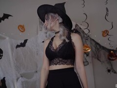 Cute horny witch gets facial and swallows cum - Eva Elfie Thumb