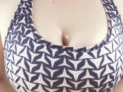 Dirty talking girl in sports bra milks my cock dry with her soft tits Thumb